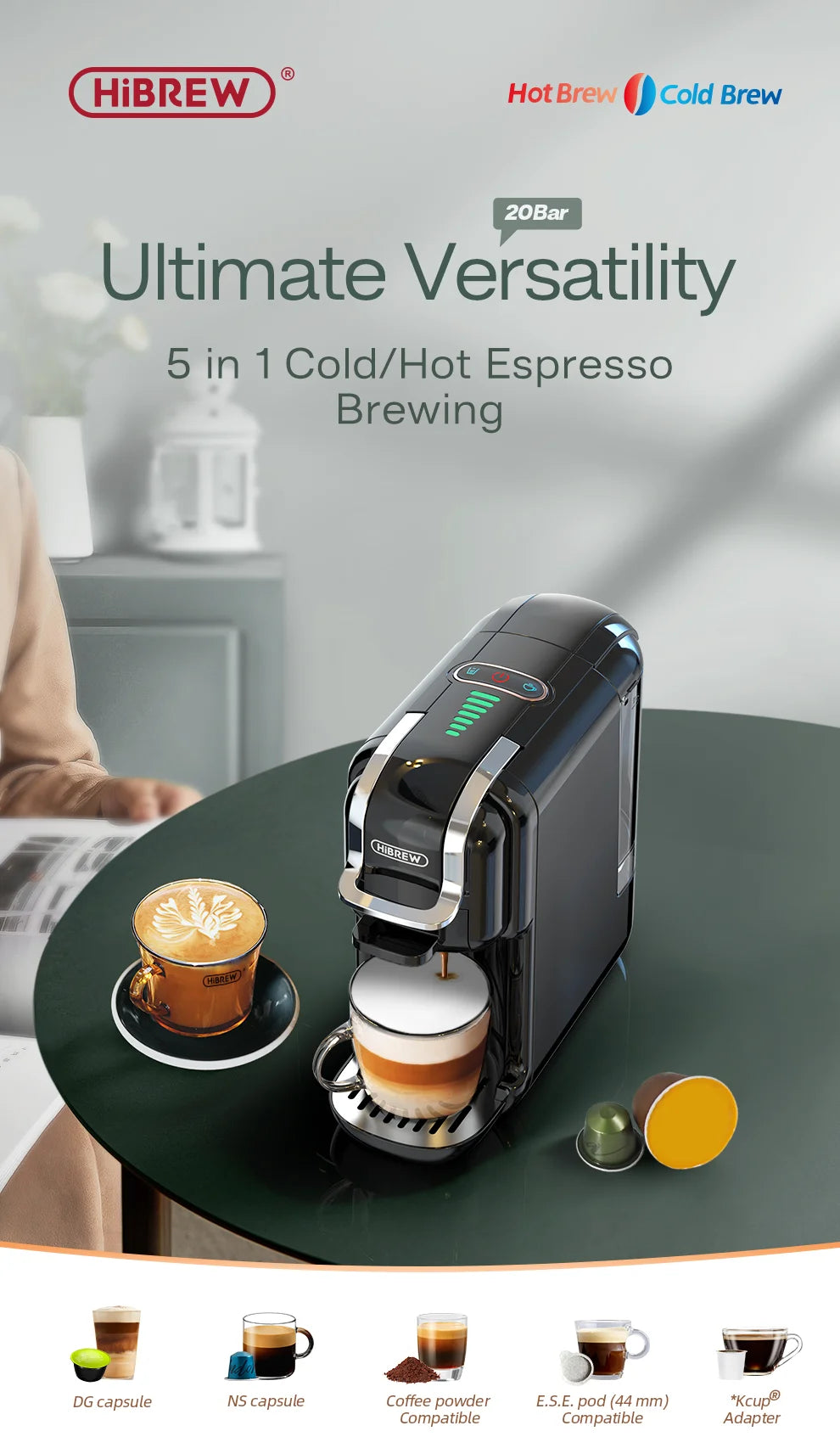 HiBREW Machine à café à capsules multiples