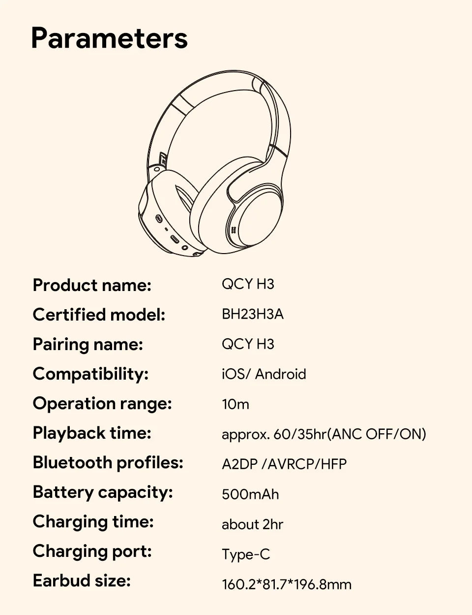 QCY H3 ANC Casque Bluetooth